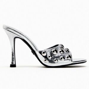 Zara Metallic Leather Embellished Heels